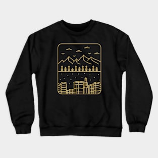 mountains and urban buildings Crewneck Sweatshirt